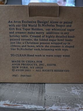 Vintage 2001 Avon GIft Collection St Nicholas Sugar & Creamer Set